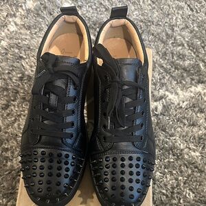 Men’s Christian Louboutin Black Studded Lace-Up Sneakers